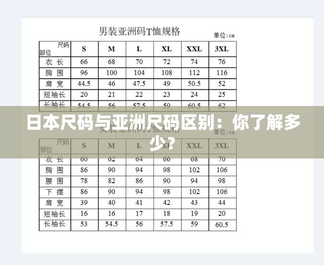 日本尺码与亚洲尺码区别：你了解多少？