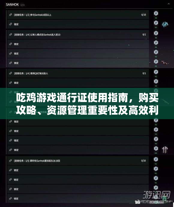 吃鸡游戏通行证使用指南，购买攻略、资源管理重要性及高效利用策略详解