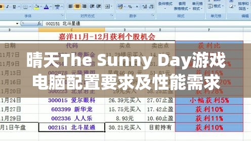 晴天The Sunny Day游戏电脑配置要求及性能需求全面深度解析