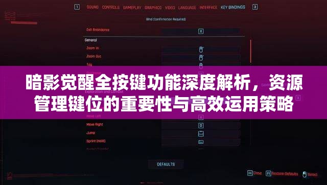 暗影觉醒全按键功能深度解析，资源管理键位的重要性与高效运用策略