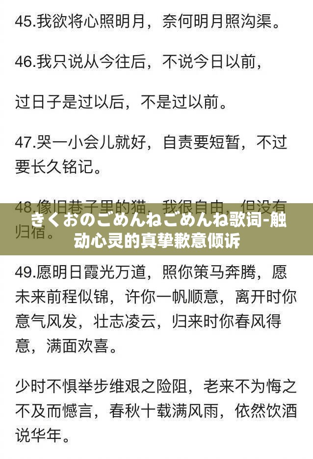 きくおのごめんねごめんね歌词-触动心灵的真挚歉意倾诉