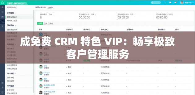 成免费 CRM 特色 VIP：畅享极致客户管理服务