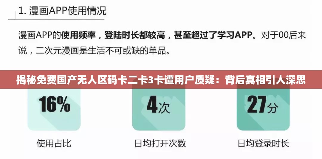 揭秘免费国产无人区码卡二卡3卡遭用户质疑：背后真相引人深思