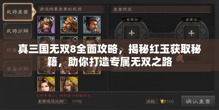 真三国无双8全面攻略，揭秘红玉获取秘籍，助你打造专属无双之路