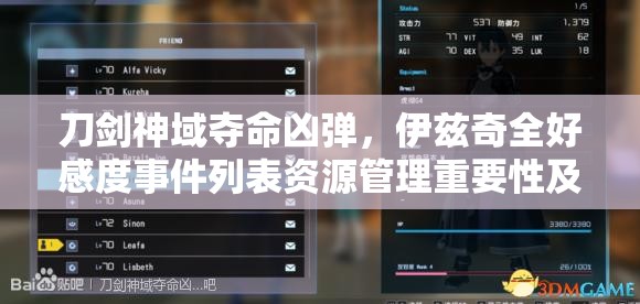 刀剑神域夺命凶弹，伊兹奇全好感度事件列表资源管理重要性及高效策略解析