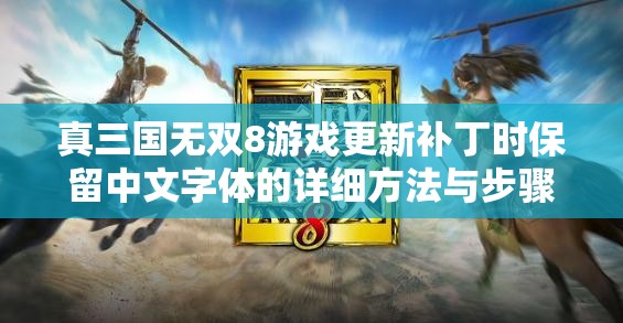 真三国无双8游戏更新补丁时保留中文字体的详细方法与步骤