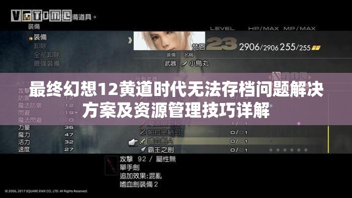 最终幻想12黄道时代无法存档问题解决方案及资源管理技巧详解