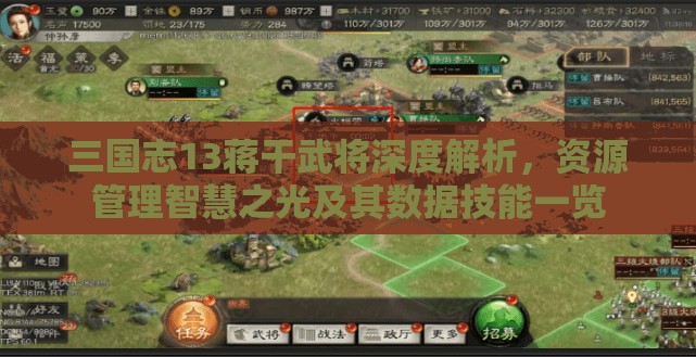 三国志13蒋干武将深度解析，资源管理智慧之光及其数据技能一览