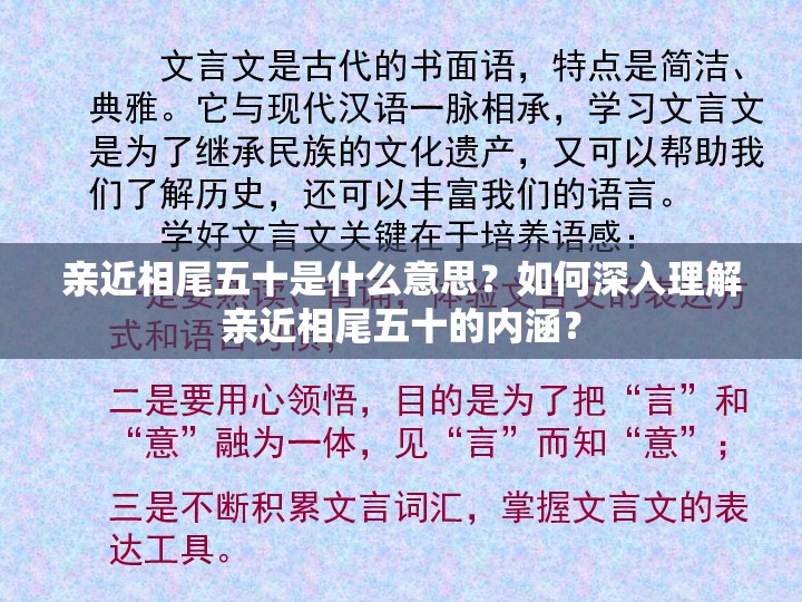 亲近相尾五十是什么意思？如何深入理解亲近相尾五十的内涵？