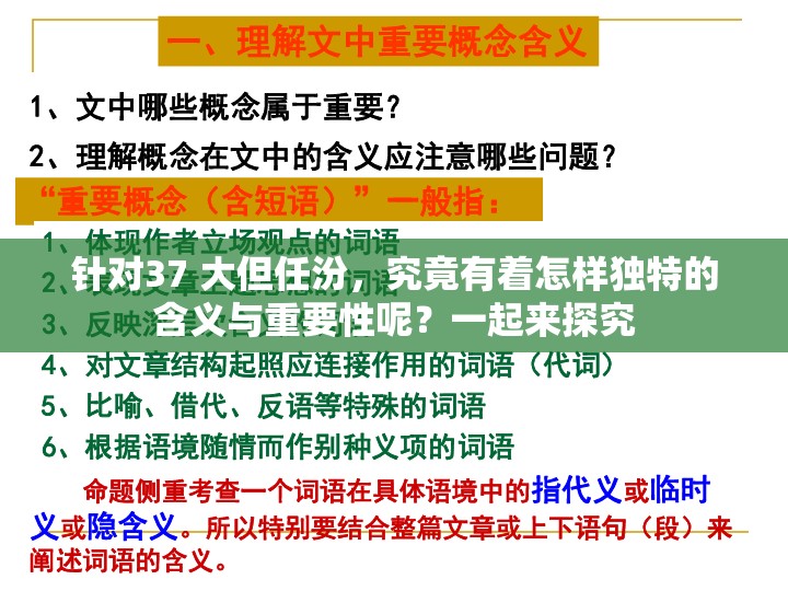 针对37 大但任汾，究竟有着怎样独特的含义与重要性呢？一起来探究