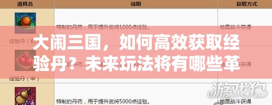 大闹三国，如何高效获取经验丹？未来玩法将有哪些革命性变化？