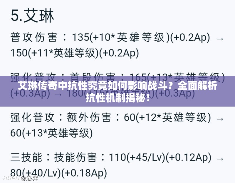 艾琳传奇中抗性究竟如何影响战斗？全面解析抗性机制揭秘！